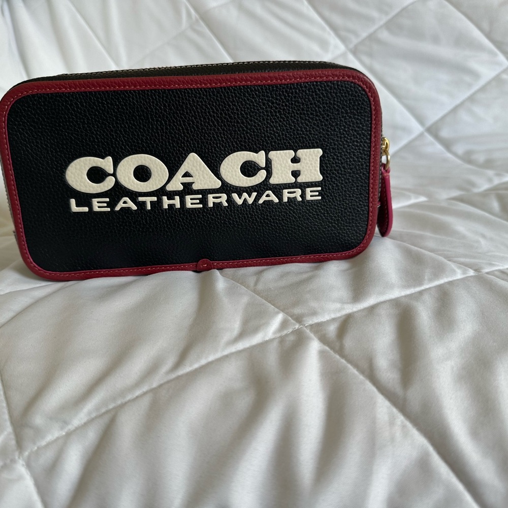 Coach Navy Blue and Red Leatherware Clutch
